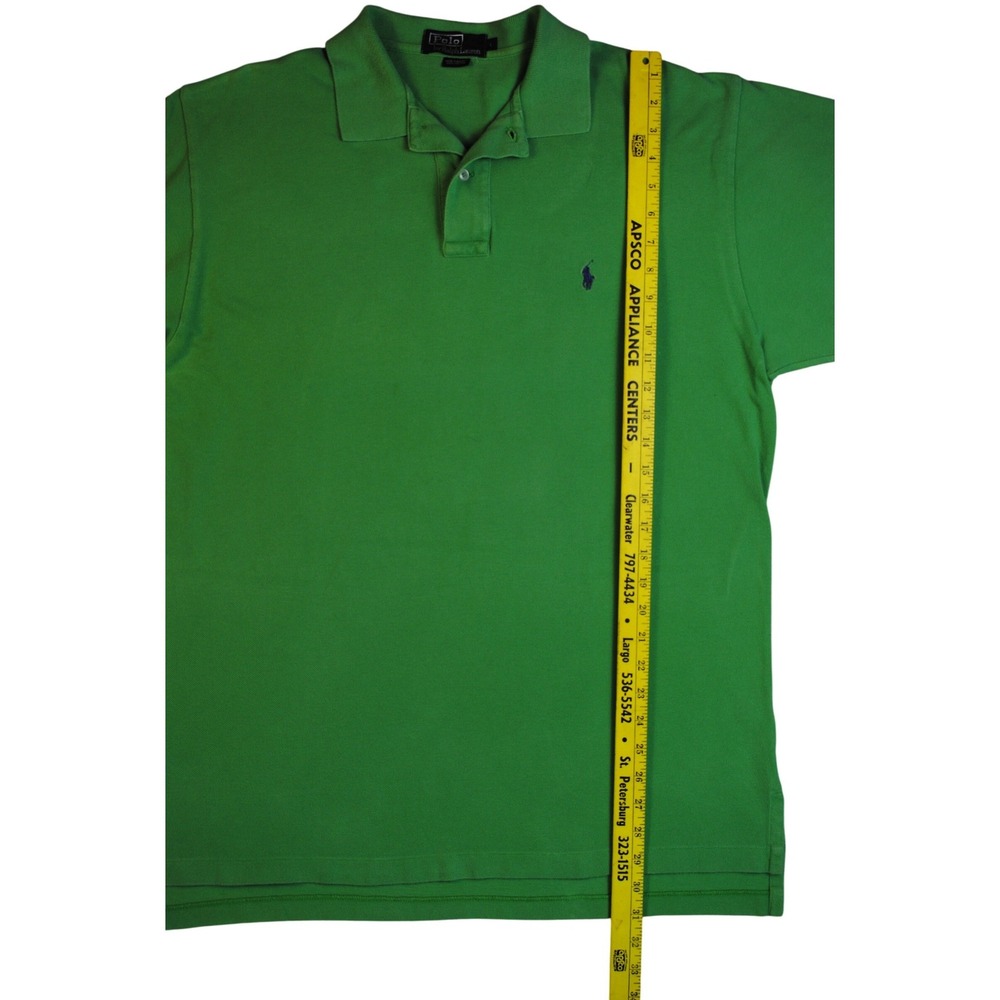 Y2K Polo Ralph Lauren Mens Green Cotton Short Sleeve Blue Pony Size L Vintage - Picture 5 of 6